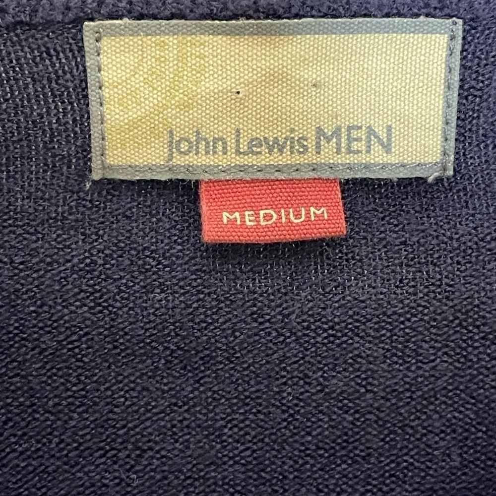John Lewis Men's Acrylic V-Neck Sweater, Navy, Made in the USA, Medium - Picture 9 of 10